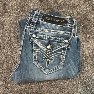 Rock Revival Blue Denim Jeans with Stitch Detailing